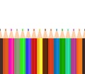 Color pencil. Pencil seamless background. Crayon for school. Set rainbow colour wood pencils in row. Red, white, blue, yellow,