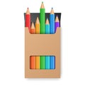 Color pencil set in the yellow box. Royalty Free Stock Photo