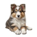 Color pencil sketch of a Shetland Sheepdog. Ai-generated.