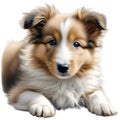 Color pencil sketch of a Shetland Sheepdog. Ai-generated.