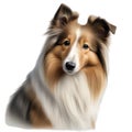 Color pencil sketch of a Shetland Sheepdog. Ai-generated.