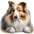 Color pencil sketch of a Shetland Sheepdog. Ai-generated.