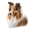 Color pencil sketch of a Shetland Sheepdog. Ai-generated.