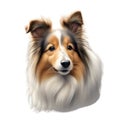 Color pencil sketch of a Shetland Sheepdog. Ai-generated.