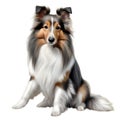 Color pencil sketch of a Shetland Sheepdog. Ai-generated.