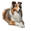 Color pencil sketch of a Shetland Sheepdog. Ai-generated.