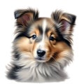 Color pencil sketch of a Shetland Sheepdog. Ai-generated.