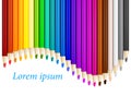 Color pencils in arrange in color row with copyspace