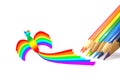 Color Pencils and a bird-rainbow