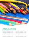 Color pencils and a blue note book isolated on white background Royalty Free Stock Photo