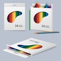 Color pencils in box vector isolated set Royalty Free Stock Photo