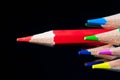 Color pencils close up macro shot isolated Royalty Free Stock Photo