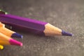 Color Pencils. Colored Pencils Background. Crayons Close Up. Selective focus. Macro Royalty Free Stock Photo