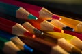 Color Pencils. Colored Pencils Background. Crayons Close Up. Selective focus. Macro Royalty Free Stock Photo
