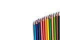 Color pencils with copy space isolated on whtie background,education frame concept Royalty Free Stock Photo