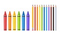 Color Pencils And Crayons Isolated on White Background. Vibrant And Diverse Artist Tools, Unleash Creative Possibilities