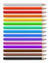 Color pencils. Different bright colored wooden pencil, creative stationery for drawings artwork color crayons, vector