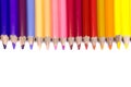 Color Pencils Facing Down on Pure White Background in Straight L Royalty Free Stock Photo