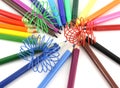 Color pencils, felt-tip pens and spirals Royalty Free Stock Photo