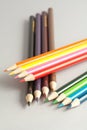 Color pencils on gray Royalty Free Stock Photo