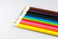 Color pencils on gray Royalty Free Stock Photo
