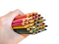 Color pencils in hand Royalty Free Stock Photo