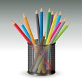 Color pencils in holder