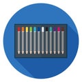 Color pencils icon in flat design.