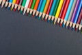 Color pencils isolated on black background close up Royalty Free Stock Photo