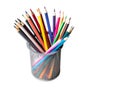 Color pencils isolated on white background close up with Clipping path.Beautiful. For drawing. Royalty Free Stock Photo