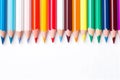 Color pencils isolated on a white background, close up, Generated AI Royalty Free Stock Photo