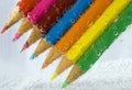 Color pencils macro with bubbles Royalty Free Stock Photo