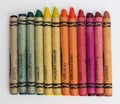 Color pencils / old wax crayons on white paper Royalty Free Stock Photo