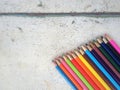 Color pencils on old wood background. Royalty Free Stock Photo