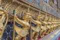 Color pencils onGolden garuda of Wat Phra Kaew at Bangkok, Thailand white background