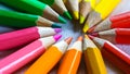 Color pencils, pastel abstract background. Artist sketching stationary creativity for students in school. Macro object set of Royalty Free Stock Photo