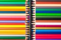 Color Pencils with plastic case isolated on Black Background clo Royalty Free Stock Photo
