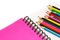 Color pencils and pocket-book Royalty Free Stock Photo