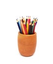 Color pencils in pots Royalty Free Stock Photo