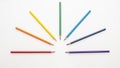 Color pencils rainbow colors in the form of a fan on a white background top view copy space Royalty Free Stock Photo