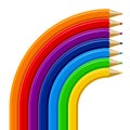 Color pencils rainbow template on white background