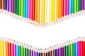 Color pencils rainbow wave arrangement Royalty Free Stock Photo