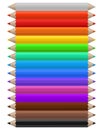 Color pencils. Set of multicolor pencil, office or school supplies arranged in line by colors, bright creative childish Royalty Free Stock Photo