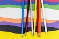 Color pencils torn strips colorful school art supplies paper Royalty Free Stock Photo