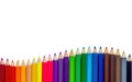 Color pencils wave on white background Royalty Free Stock Photo