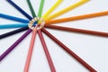 Color Pencils Arranged in Circle in Perspective View Royalty Free Stock Photo