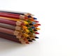 Color pencils on white backgroundPencils of the same size, grouped in a circular shape Royalty Free Stock Photo