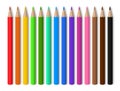 Color pencils on white background. Red, blue, green, yellow wooden pencil for school education. drawing collection for artwork. Royalty Free Stock Photo