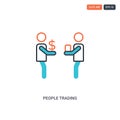 2 color People Trading concept line vector icon. isolated two colored People Trading outline icon with blue and red colors can be