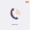 2 color phone call concept vector icon. isolated two color phone call vector sign symbol designed with blue and orange colors can